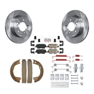 Rear Disc Rotors Ceramic Pads Parking Shoes & Hardware Kit For Hyundai Sonata Kia Optima K8A-109030