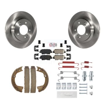 Rear Disc Rotors Ceramic Pads Parking Brake Shoes & Hardware Kit For Hyundai Sonata Azera K8A-109031