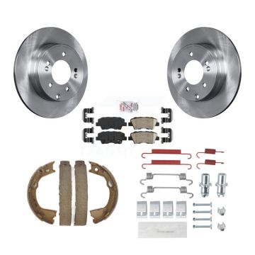Rear Disc Rotors Ceramic Pads Parking Shoes & Hardware Kit For Hyundai Sonata Kia Optima K8A-109032