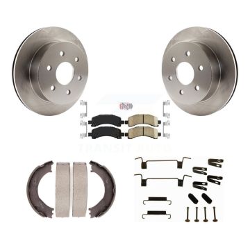 Rear Disc Rotors Ceramic Pads Parking Shoes & Hardware Kit For GMC Savana 2500 Chevrolet K8A-109037