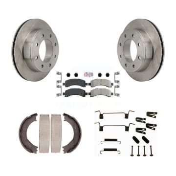 Rear Disc Rotors Semi-Metallic Pads Parking Shoes Hardware Kit For Chevrolet Express 2500 K8A-109038