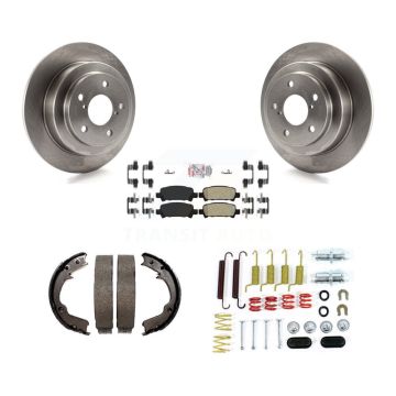 Rear Disc Rotors Semi-Metallic Pads Parking Brake Shoes Hardware Kit For Subaru Forester K8A-109040
