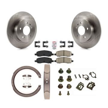 Rear Disc Rotors Ceramic Pads Parking Brake Shoes And Hardware Kit For Cadillac DTS K8A-109045