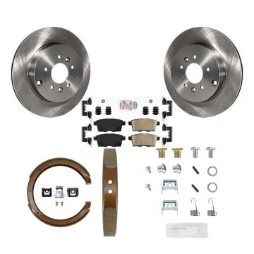 Rear Disc Rotors Ceramic Pads Parking Brake Shoes & Hardware Kit For 2007-2012 Mazda CX-9 K8A-109057