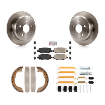 Rear Disc Rotors Ceramic Pads Parking Brake Shoes And Hardware Kit For Jeep Wrangler JK K8A-109064