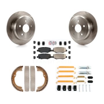 Rear Disc Rotors Ceramic Pads Parking Brake Shoes And Hardware Kit For Jeep Wrangler JK K8A-109065