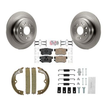 Rear Disc Rotors Ceramic Pads Parking Brake Shoes Hardware Kit For Honda Accord Crosstour K8A-109066