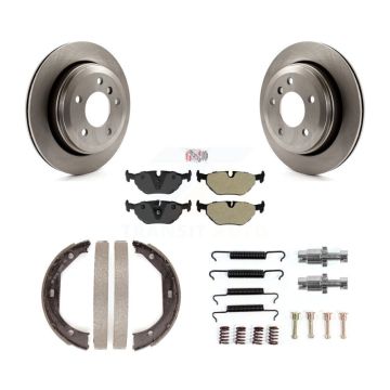 Rear Disc Rotors Semi-Metallic Pads Parking Shoes & Hardware Kit For 2001-2005 BMW 325xi K8A-109072