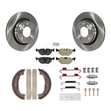 Rear Disc Rotors Semi-Metallic Pads Parking Shoes & Hardware Kit For BMW 325Ci 325i 328i K8A-109073