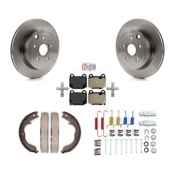 Rear Disc Rotors Semi-Metallic Pads Parking Brake Shoes & Hardware Kit For Subaru Impreza K8A-109077