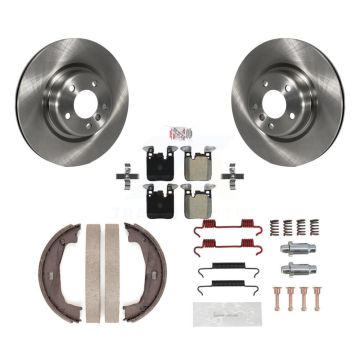 Rear Disc Rotors Semi-Metallic Pads Parking Shoes & Hardware Kit For BMW 230i xDrive 228i K8A-109080