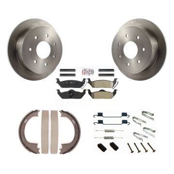 Rear Disc Rotors Semi-Metallic Pads Parking Brake Shoes And Hardware Kit For Ford F-150 K8A-109104