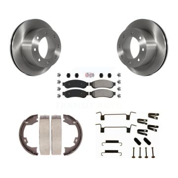 Rear Disc Rotors Semi-Metallic Pads Parking Shoes Hardware Kit For Ford F-250 Super Duty K8A-109123