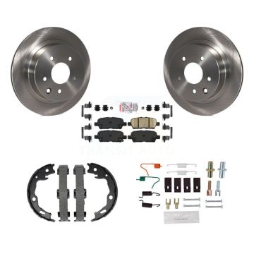 Rear Disc Rotors Ceramic Pads Parking Brake Shoes And Hardware Kit For Nissan Rogue K8A-109145