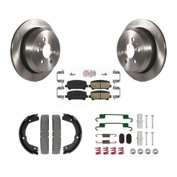 Rear Disc Rotors Ceramic Pads Parking Brake Shoes Hardware Kit For Chevrolet Colorado GMC K8A-109147