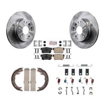 Rear Disc Rotors Ceramic Pads Parking Brake Shoes Hardware Kit For Acura TL Honda Element K8A-109167