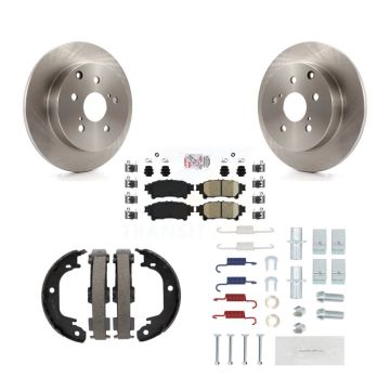 Rear Disc Rotors Ceramic Pads Parking Brake Shoes & Hardware Kit For Toyota Prius V Mirai K8A-109173