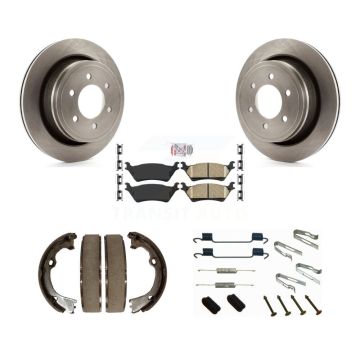 Rear Disc Rotors Ceramic Pads Parking Shoes Hardware Kit For Ford F-150 With 6 Lug Wheels K8A-109187
