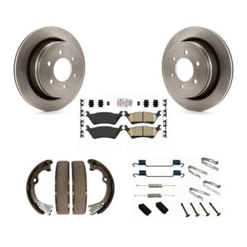 Rear Disc Rotors Ceramic Pads Parking Shoes Hardware Kit For Ford F-150 With 6 Lug Wheels K8A-109191