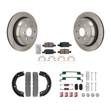 Rear Disc Rotors Ceramic Pads Parking Brake Shoes Hardware Kit For Chevrolet Colorado GMC K8A-109215
