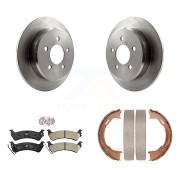 Rear Disc Rotors Semi-Metallic Pads And Parking Brake Shoes Kit For Ford Explorer Sport K8A-109228