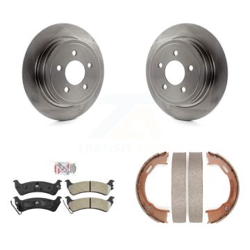 Rear Disc Rotors Semi-Metallic Pads Parking Brake Shoes Kit For Ford Explorer Sport Trac K8A-109229