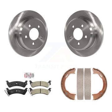Rear Disc Rotors Semi-Metallic Pads And Parking Brake Shoes Kit For Jeep Grand Cherokee K8A-109230