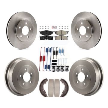Front Rear Disc Brake Rotor Semi-Metallic Pad & Drum Kit (7Pc) For Chrysler Grand Voyager K8A-109294