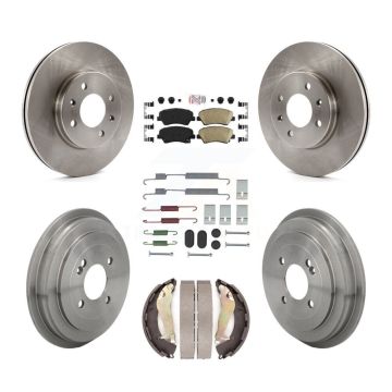 Front Rear Disc Brake Rotors Ceramic Pads And Drum Kit (7Pc) For Kia Rio K8A-109296