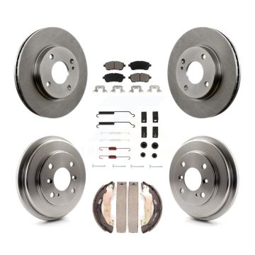 Front Rear Disc Brake Rotors Ceramic Pads And Drum Kit (7Pc) For Ford Fiesta K8C-102175