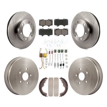 Front Rear Brake Rotor Ceramic Pad Drum Kit (7Pc) For Toyota Tacoma RWD With 6 Lug Wheels K8C-102255