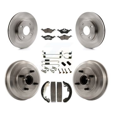 Front Rear Brake Rotor Ceramic Pad & Drum Kit (7Pc) For Ford Focus Wheel Bearing Included K8C-102258