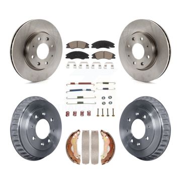 Front Rear Brake Rotors Ceramic Pad Drum Kit (7Pc) For 07-09 Kia Spectra rear brakes K8C-102265