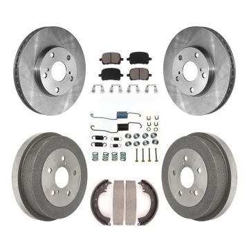 Front Rear Disc Brake Rotor Ceramic Pad & Drum Kit (7Pc) For 1999-2001 Toyota Solara 2.2L K8C-102294