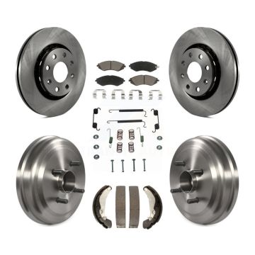 Front Rear Brake Rotor Ceramic Pad & Drum Kit (7Pc) For Chevrolet Aveo Pontiac Aveo5 Wave K8C-102304