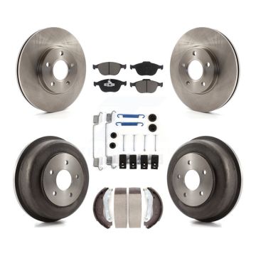 Front Rear Disc Brake Rotor Ceramic Pad Drum Kit (7Pc) For 2010-2013 Ford Transit Connect K8C-102307