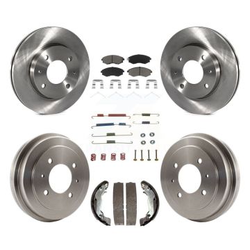Front Rear Brake Rotors Ceramic Pad & Drum Kit (7Pc) For Hyundai Elantra rear brakes K8C-102308
