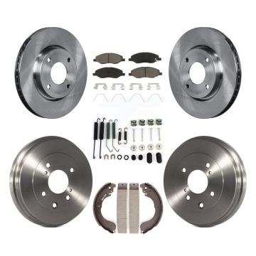 Front Rear Disc Brake Rotors Ceramic Pad Drum Kit (7Pc) For 2008 Nissan Versa 4-Wheel ABS K8C-102333