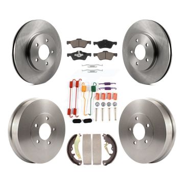 Front Rear Brake Rotor Ceramic Pad & Drum Kit (7Pc) For Ford Escape Mazda Tribute Mercury K8C-102358