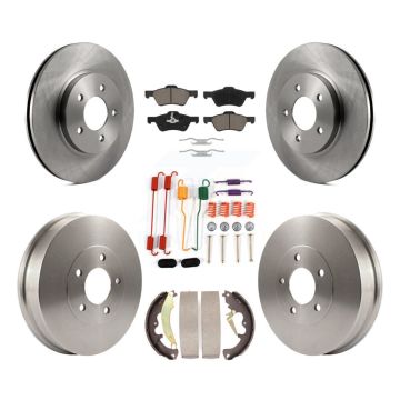 Front Rear Disc Brake Rotors Ceramic Pad & Drum Kit (7Pc) For Ford Escape Mercury Mariner K8C-102359