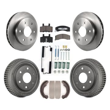 Front Rear Brake Rotors Ceramic Pad & Drum Kit (7Pc) For GMC Yukon With 10" Diameter K8C-102369