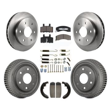Front Rear Brake Rotors Ceramic Pad & Drum Kit (7Pc) For GMC Yukon With 11" Diameter K8C-102371