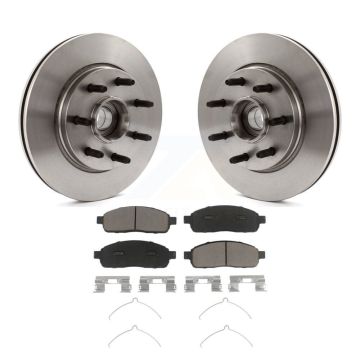 Front Disc Brake Rotors Hub Assembly & Ceramic Pad Kit For Ford F-150 Lincoln Mark LT RWD K8C-102691