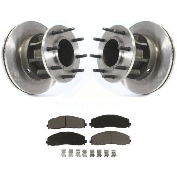Front Disc Brake Rotor Hub Assembly & Ceramic Pad Kit For Ford F-350 Super Duty F-250 RWD K8C-102716
