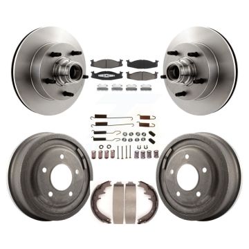 Front Rear Brake Rotor Hub Ceramic Pad Drum Kit (7Pc) For Ford E-150 Econoline Club Wagon K8C-102731
