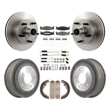 Front Rear Brake Rotor Hub Ceramic Pad Drum Kit (7Pc) For Ford E-150 Econoline Club Wagon K8C-102732