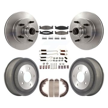 Front Rear Brake Rotors Ceramic Pad & Drum Kit (7Pc) For Ford E-150 Econoline 2-Wheel ABS K8C-102734