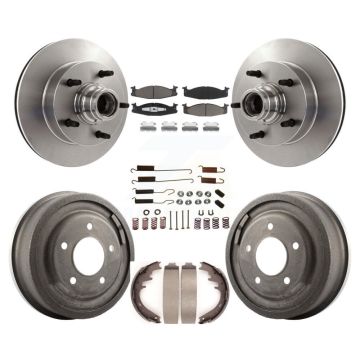 Front Rear Brake Rotors Ceramic Pad & Drum Kit (7Pc) For Ford E-150 Econoline 2-Wheel ABS K8C-102735
