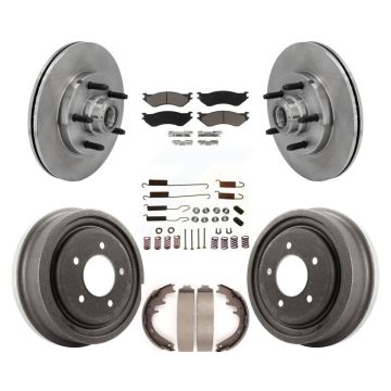 Front Rear Disc Brake Rotors Hub Ceramic Pads And Drum Kit (7Pc) For 1999 Ford F-150 RWD K8C-102736
