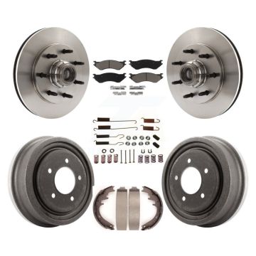 Front Rear Disc Brake Rotors Hub Ceramic Pads And Drum Kit (7Pc) For 1999 Ford F-150 RWD K8C-102737